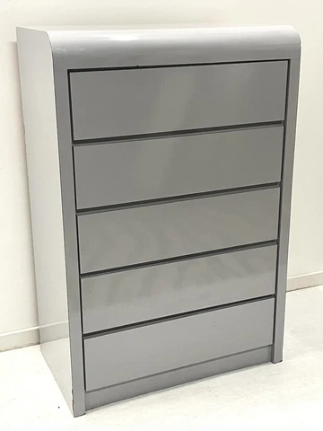 Postmodern gray waterfall laminate tall chest dresser Cover