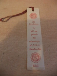 OLD VINTAGE ORIGINAL BOOKMARK advertising gardening NRS NATIONAL ROSE SOCIETY - Imagen 1 de 2