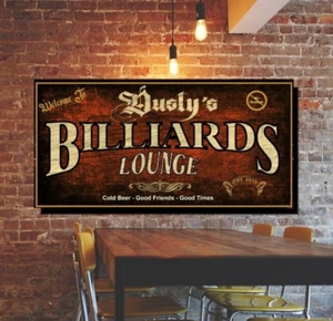 Insegna artistica da parete PERSONALIZZATA tela biliardo salotto piscina decorazione casa - Foto 1 di 3