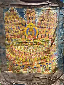 Antique 19th Century Tibetan Buddhist Thangka Large HandPainted Traditional Art - Picture 1 of 7