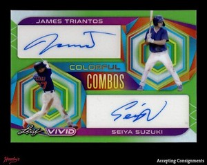 2022 Leaf Vivid Color Combos Green James Triantos, Seiya Suzuki 8/15 ROOKIE AUTO