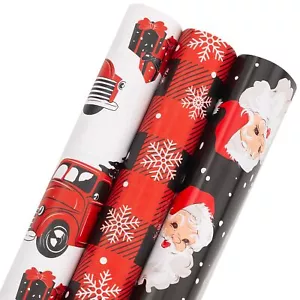 Christmas Wrapping Paper Bundle - Mini Roll - 3 Rolls - 17 Inches X 120 Inche... - Picture 1 of 8