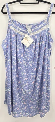 Lanz Of Salzburg ночная рубашка 2 X без рукавов Periwinkle Midi новый цветочный женщин хлопок - Изображение 1 из 4