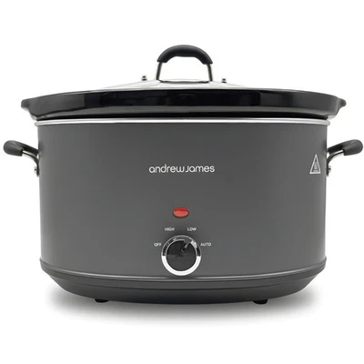 Slow Cooker 8 Litre with Ceramic Bowl for Heat Distribution, Steel, Andrew James - Image 1 of 4