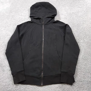 Lululemon Jacket Hoodie Womens Size 12 Full Zip Black Logo Cotton Blend - Picture 1 of 11