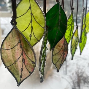 Cattura Sole Vetro Colorato Foglie, Decorazione Casa Bosco Regalo Compleanno o Natale - Foto 1 di 5