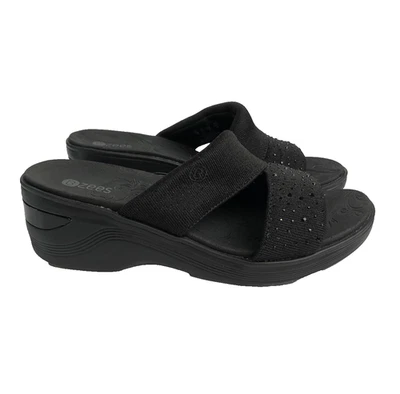 Sandalias brillantes para mujer Bzees Dynasty negras talla 7,5 de punto brillante Foto 1 de 4