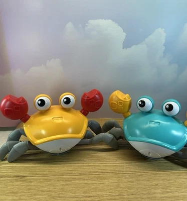 2 juguetes de cangrejo gateador para bebé barriga con música ligera lindo cangrejo caminando sensorial Foto 1 de 4