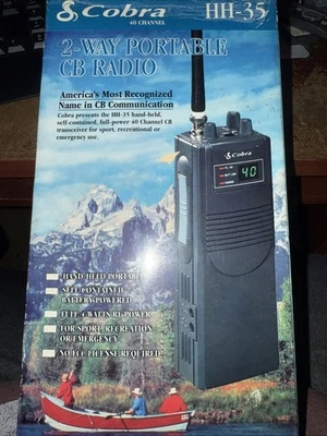 Radio CB portátil de 2 vías Cobra HH-35 negra digital eléctrica nuevo stock antiguo Foto 1 de 4