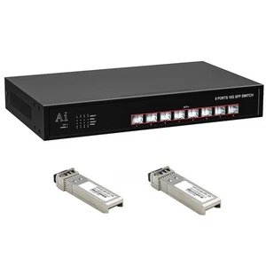 ienRon 8 Port SFP+ Switch with 1 Pair 10G Module Transceiver, Unmanaged Switc... - Picture 1 of 8