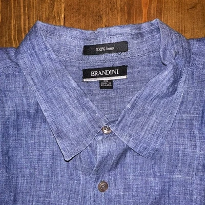 Brandini Mens Linen Shirt Chambray Size XXL Blue - Image 1 of 3