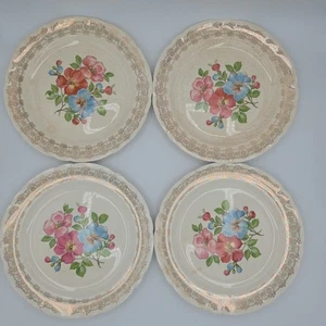 Set di 4 piatti oro diametro 9,25 pollici 22k Blossomtime francese Sassone Cina lotto 2 - Foto 1 di 10