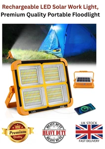 Solar & USB Rechargeable LED Cordless Work Flood Light,Portable Light, XMAS GIFT - Picture 1 of 7