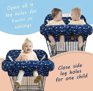 Twin Shopping Cart Cover for Baby Siblings with Carrying Case Washable - Picture 1 of 6