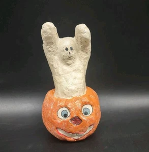 Figura de Halloween de arte popular TEENA FLANNER 5" - Fantasma en calabaza Jack-O'-Lantern - Imagen 1 de 7