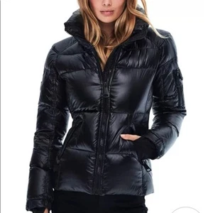 S13 SAM Pluma Plumón Puffer Chaqueta Grande Negro Acolchado Cuello Soporte Abrigo - Imagen 1 de 11