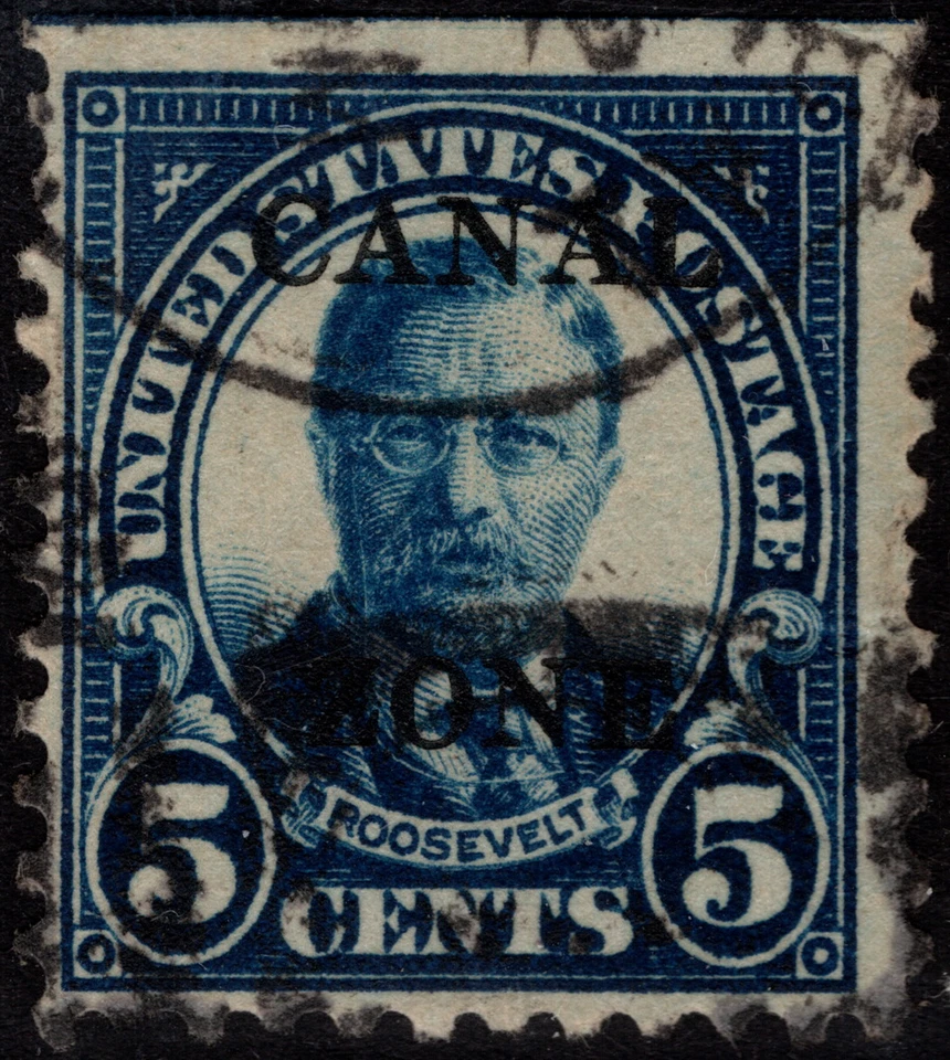 Canal Zone Stamp Scott #103 Used F-VF 5 Cents Teddy Roosevelt w Type B Overprint - Image 1 of 1