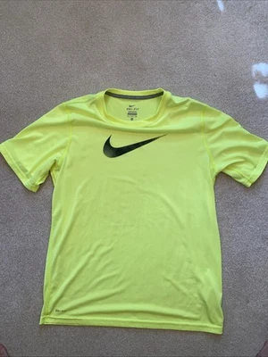 NIKE DRI FIT Youth / Child Size XL Bright Yellow Short Sleeve Training Shirt - Image 1 of 4