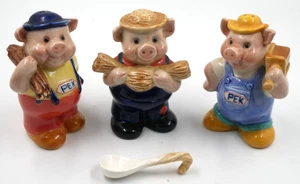 BELLISSIMO RARO WADE PEK 3 PORCELLINI SALE PEPE SENAPE PENTOLE CRUET SET COMPLETO - Foto 1 di 3