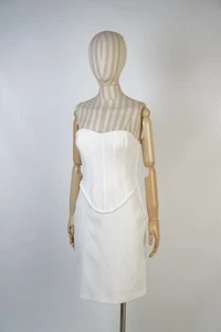 Moschino Boutique weißes Korsett Minikleid trägerlos elegant tailliert IT40 - Bild 1 von 14