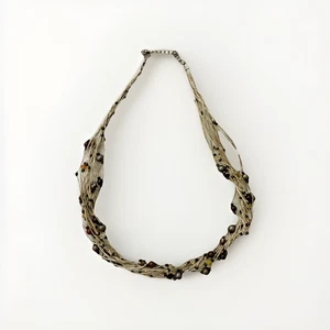 Multistrand Silvertone Grey Pearl Bib Necklace 17" Excellent Cond. w/ Gift Box - Picture 1 of 8