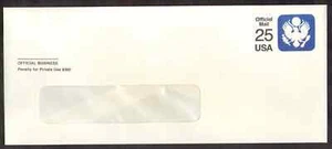 US. UO77. Official Mail. Size 23: 9 1/2 X 4 1/8. Window Envelope. MNH. 1988 - Picture 1 of 1