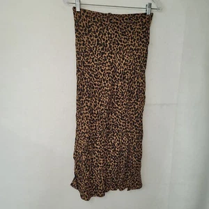 Madewell Skirt Womens 2 Brown Black Leopard Print Drawstring Midi Slip Skirt - Picture 1 of 11