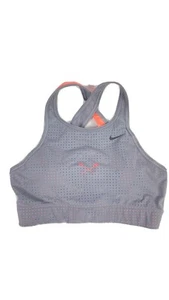 Nike Womens Sports Bra Racerback Lacrosse Logo Fitness Sports Gray Pink Sz S. - Picture 1 of 8