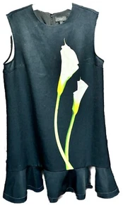 Victoria Beckham for Target Women’s Size L Black Calla Lily Shift Dress Floral - Picture 1 of 14