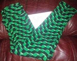 Lularoe Kids children's Leggings new S/M green black chevron - Picture 1 of 2