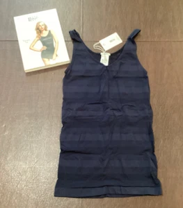 Wolford Naomi Top Deep Blue Graduated Opaque And Sheer Stripe S NWT In Box - Picture 1 of 3