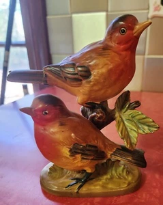 Vintage Pair of Robins, Male & Female Figurine. Made in Japan - Picture 1 of 5