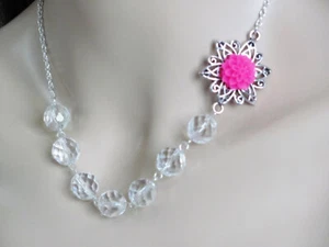 Customized Bridal Jewelry Neon Necklace Hot Pink Necklace Bridesmaid Necklace Cl - Picture 1 of 4