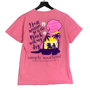 Simply Southern Women's Pink Graphic T-Shirt M Beach Theme Crew Neck Cotton - Bild 1 von 11