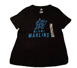 Brand New MLB Miami Marlins Women’s Black Flow Logo Shirt Size XXL - Picture 1 of 3