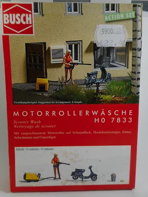 Busch 1:87 Ensemble D'Action Scooter Linge 7833 Prix Spécial Modèle Fini - Photo 1/3