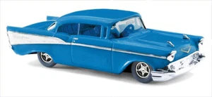 HO 1:87 BUSCH 45025 - 1957 Chevy 2-Door Bel Air Coupe - Blue/White - Picture 1 of 1