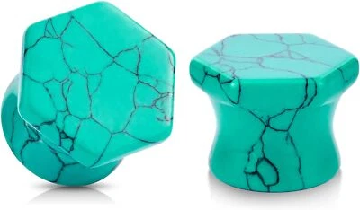 1Pair Stone Ear Gauges Plugs Stretchers Expanders Earrings Piercing 2g-5/8'' - Image 1 of 4