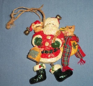 Dangle Dancing Legs Santa Claus Christmas Tree Ornament w/ Teddy Bears Honey Jar - Picture 1 of 2