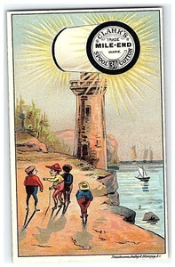 1880s Spool Trade Cotton Lighthouse Card Clark's Mile End Victorian Mile-End - Picture 1 of 3