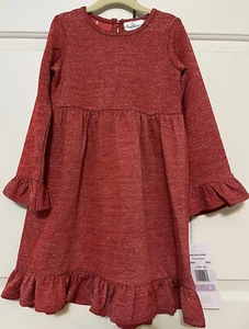 NWT Rare Editions size 6 girls red shimmer long sleeve dress - Picture 1 of 9