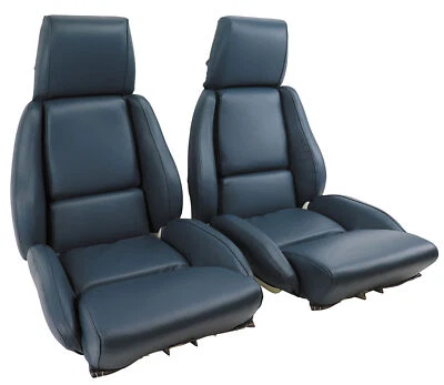 Corvette C4 Mounted Leather Seat Covers Blue Standard No-Perforations 1984-1985 - Image 1 of 4