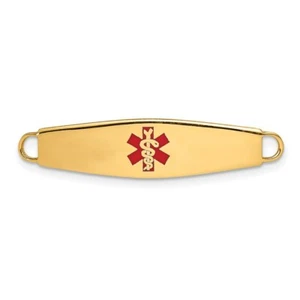 Real 14kt Yellow Gold Red Enamel Medical Jewelry ID Plate - Picture 1 of 6
