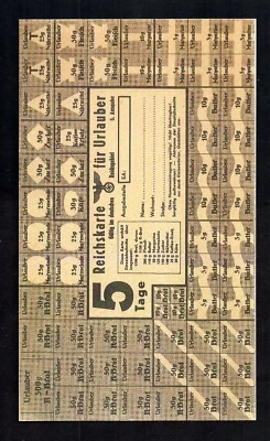 HOJA DE SELLOS DE RACIÓN WEHRMACHT ALEMANA SEGUNDA GUERRA MUNDIAL.  RÉPLICA. FACSÍMIL. Foto 1 de 2