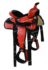 Red & Black Western Cordura Synthetic Barrel Horse Saddle Set Sizes 10" - 18" - Picture 1 of 1