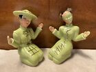 Vintage Mcm Ceramic Kneeling Asian Couple Figurines