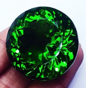 Brazilian Green Topaz 173.70 Ct Round Shape Loose Gemstone Certified - Picture 1 of 9