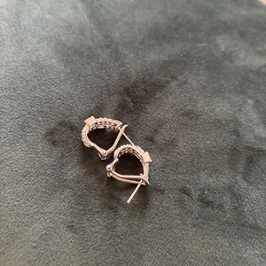 Sterling Silver Earrings W Diamonds Cz Small Dainty - Picture 1 of 6