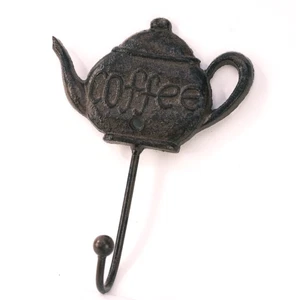 GANCHO de pared de hierro fundido de los años 80 en forma de cafetera soporte colgante imitación aspecto oxidado - Imagen 1 de 4