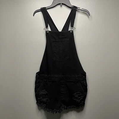 Mono corto American Eagle para mujer M Cutoff con babero negro envejecido Foto 1 de 4